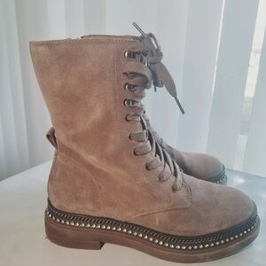 Vince Camuto Women's Branda Lace Up Suede Booties Sable 8.5M